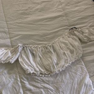 White Peasant Style Crop Top